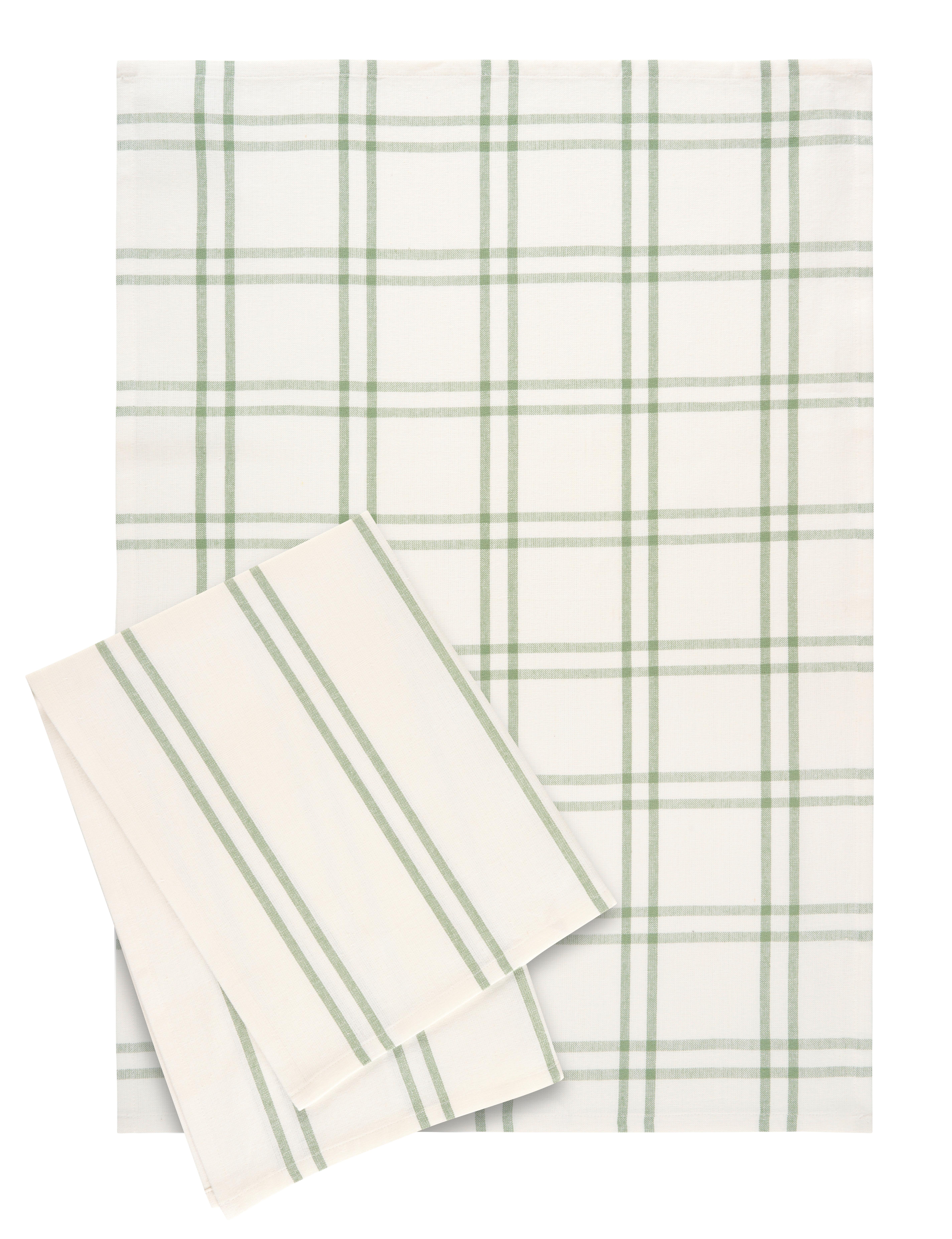 Sada utěrek Alice, 50/70cm - bílá/šalvějově zelená, Konvenční, textil (50/70cm) - Mömax