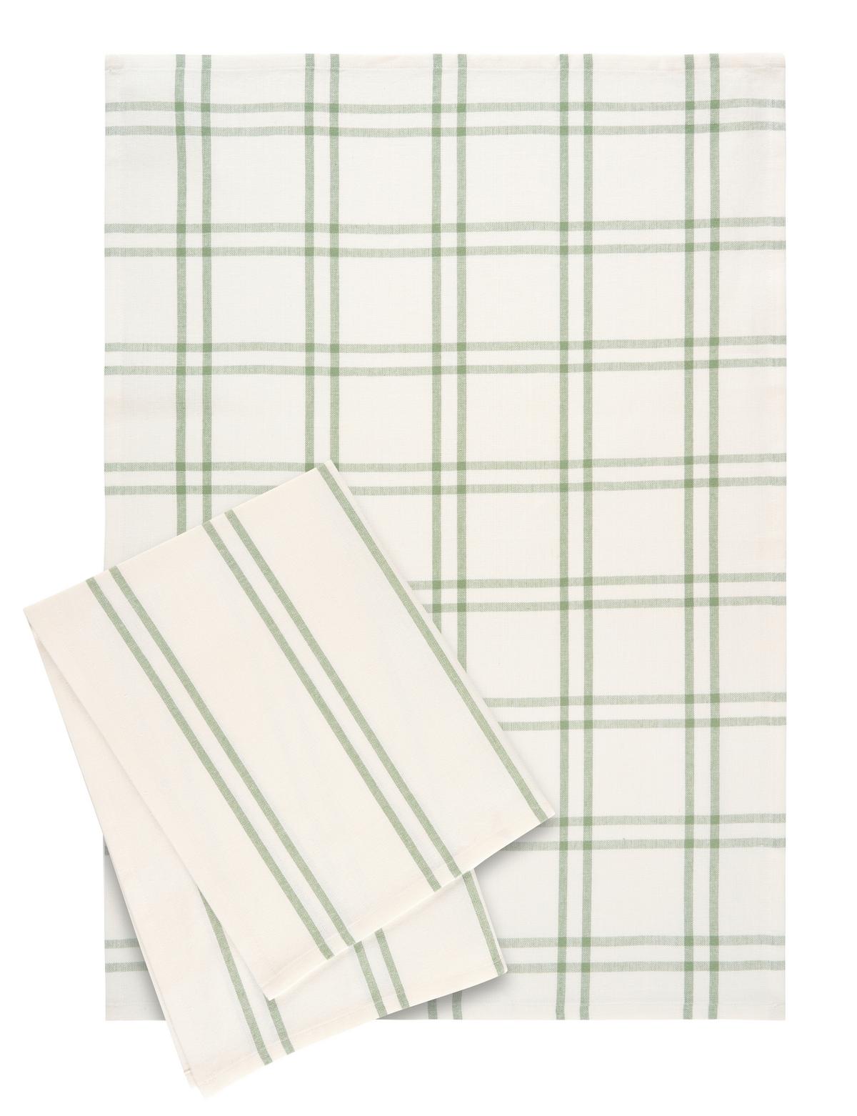 Sada utěrek Alice, 50/70cm - bílá/šalvějově zelená, Konvenční, textil (50/70cm) - Mömax