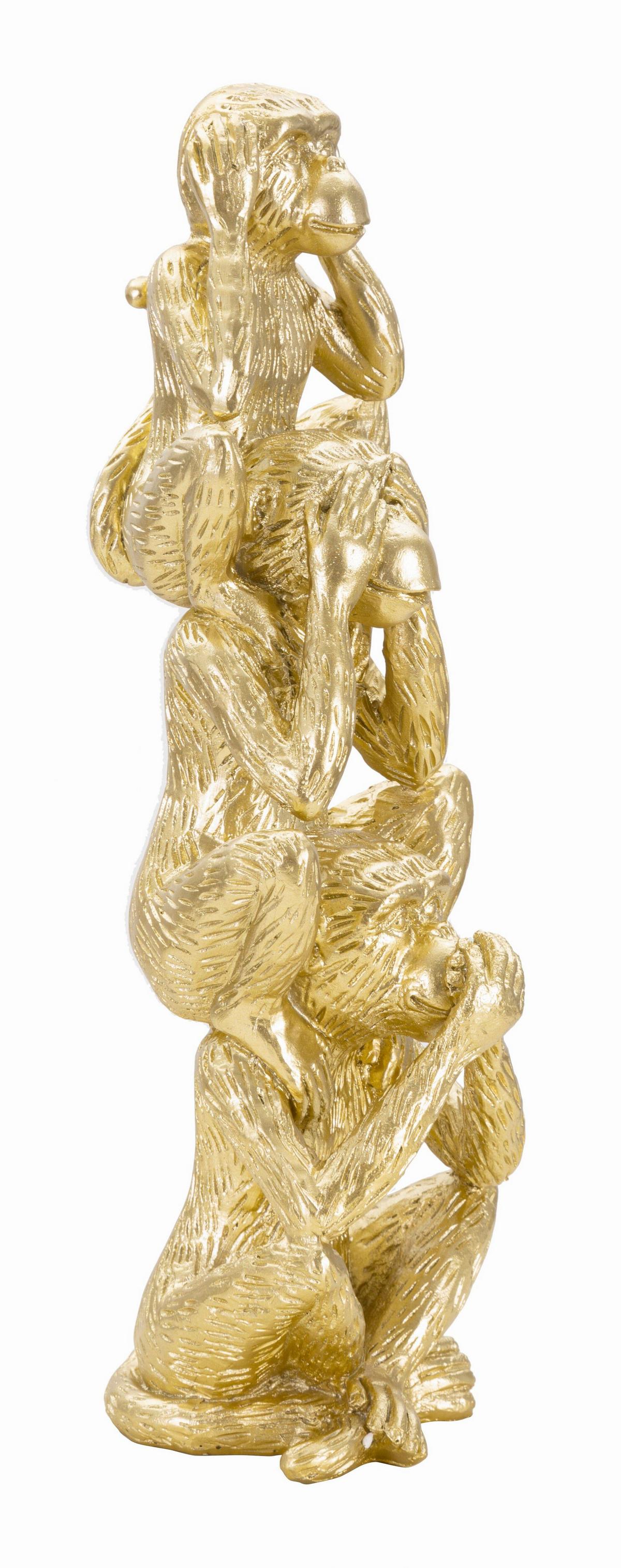 Skulptur Monkey Tower Monkey Tower Gold B: 10,5 cm - Goldfarben, Basics, Kunststoff (10.5/30/10.5cm)