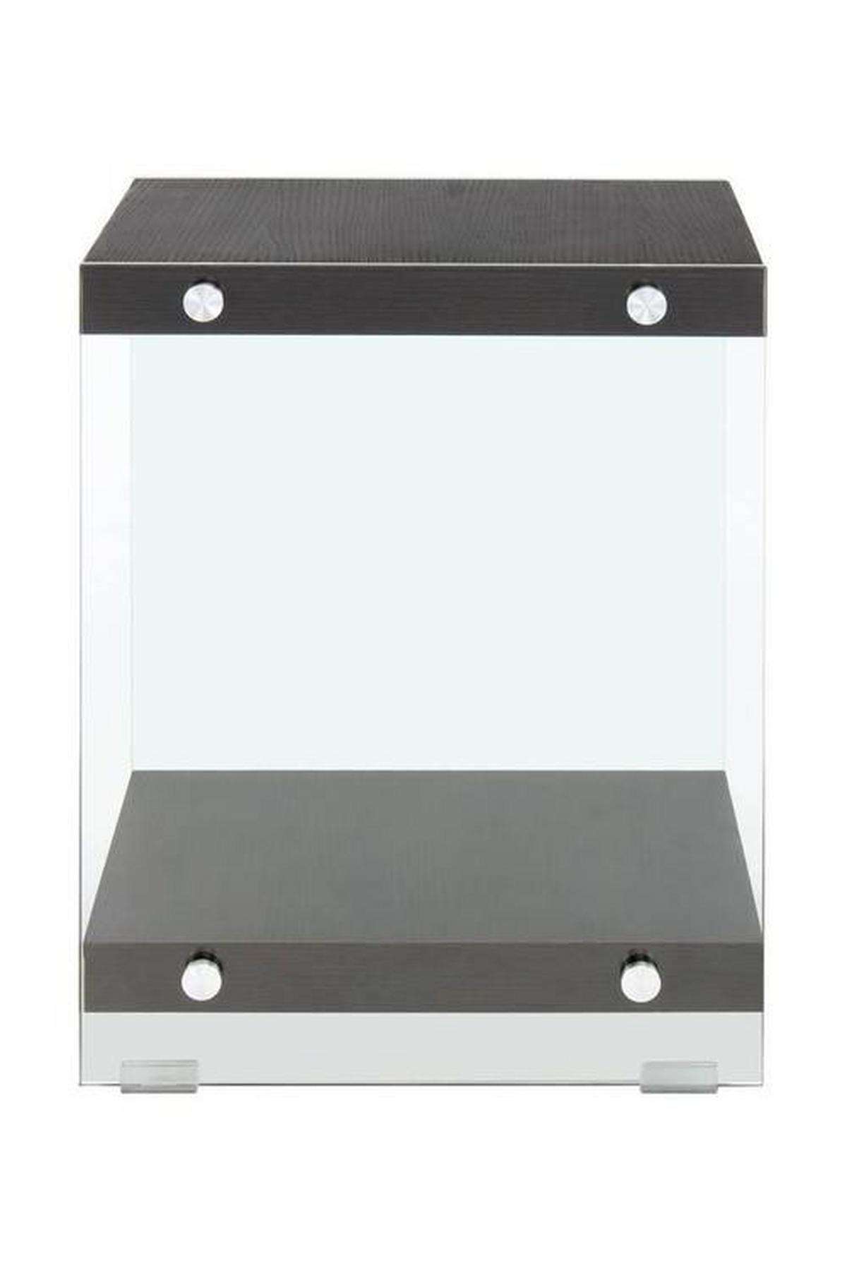 Beistelltisch mit Ablage Elementary Dunkelbraun - Klar/Dunkelbraun, Basics, Glas/Holzwerkstoff (35/35/45cm) - Kayoom