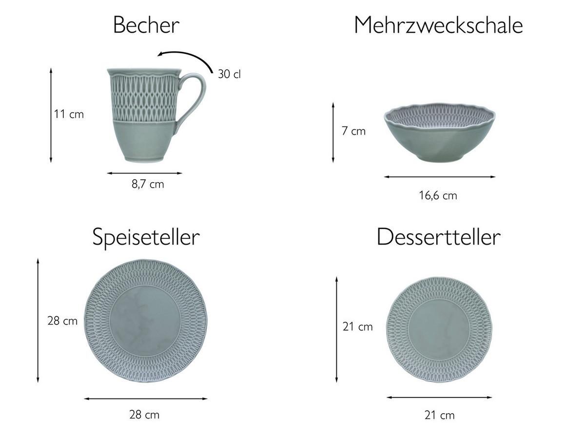 Kombiservice Sofia 16--Teilig., Hellgrau - Hellgrau, Design, Keramik - Creatable