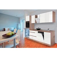 Küchenzeile Premium M. Geräten 280 Cm Weiß/eiche Dekor Modern - Eichefarben/Weiß, MODERN, Holzwerkstoff (280cm) - Respekta