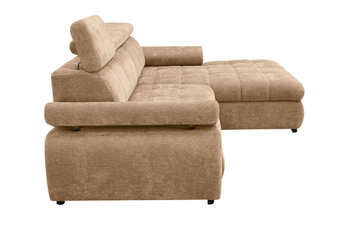 Rohová sedačka VEGAS, pravá, béžovohnedá ženilka - béžovohnedá/čierna, Design, drevo/textil (294/173cm)