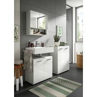 Badezimmer Copa Grau Weiß Hg B: 140 Cm - Weiß Hochglanz/Schwarz, MODERN, Holzwerkstoff (140cm) - MID.YOU