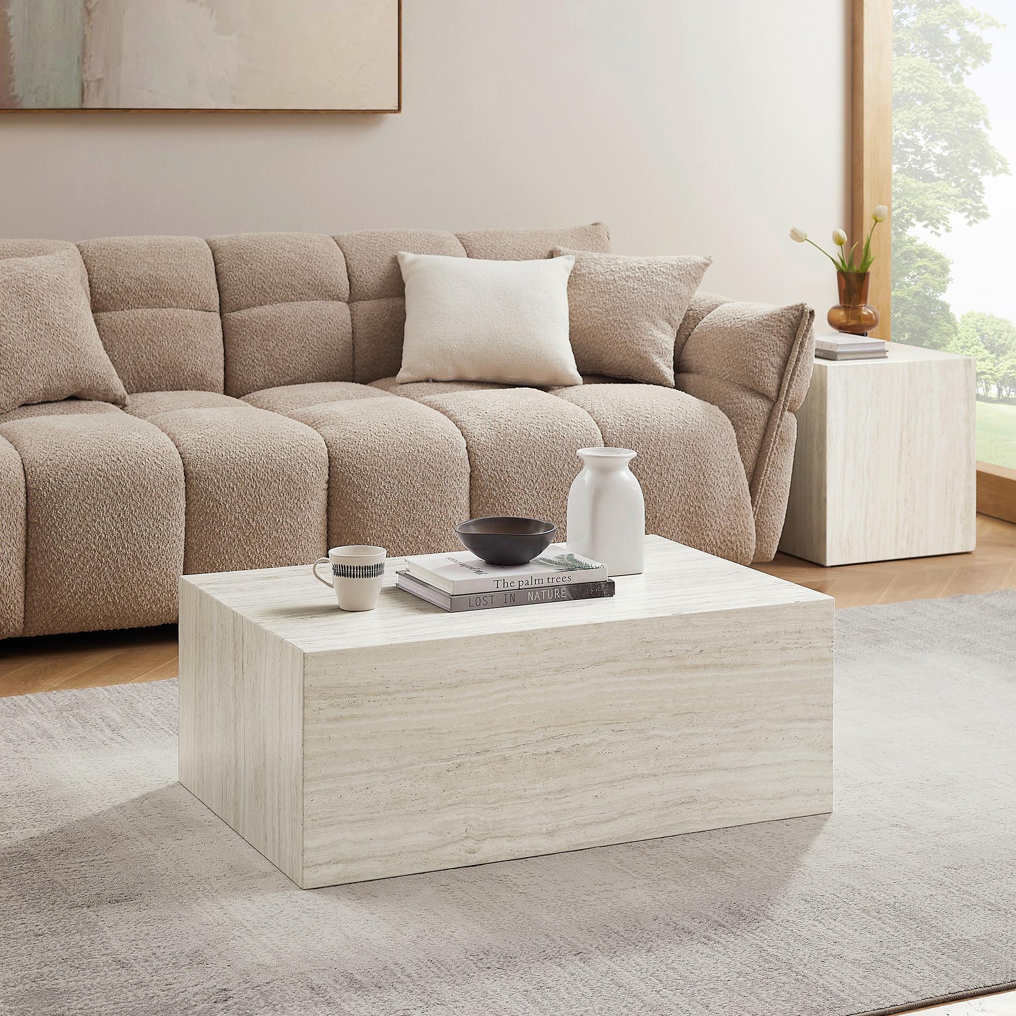 Couchtisch Beige B: 60 cm - Beige, Design, Holzwerkstoff (90/60/35cm) - Livetastic