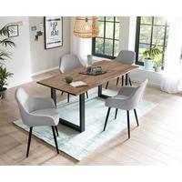 Tischgruppe Hellgrau/Walnussfarben 180 cm - Walnussfarben/Hellgrau, MODERN, Holz/Textil (180/90/75cm) - Livetastic