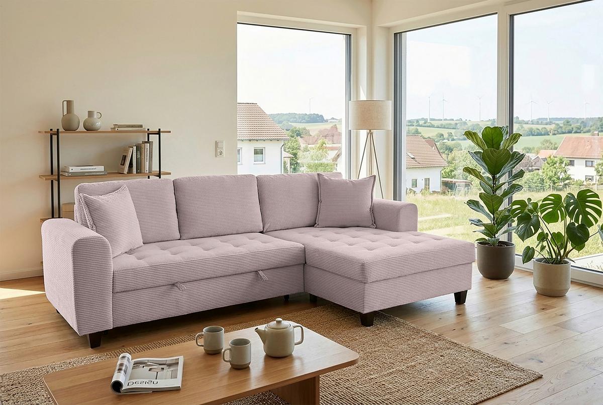 Ecksofa Moritz Rosa S: ca. 265x155 cm - Rosa, Trend, Textil (265/155cm)