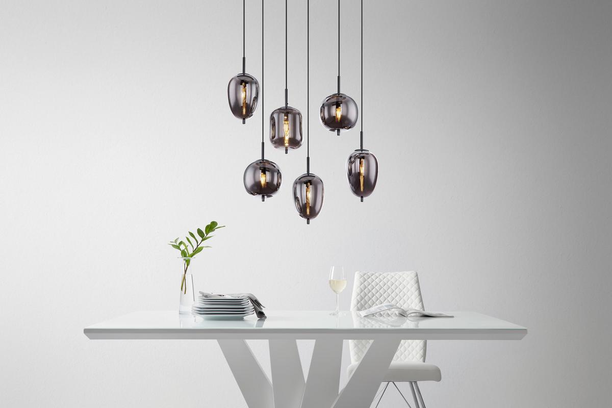 Závesné svietidlo Jeanette, max. 40 Watt - čierna, Modern, kov/sklo (80/34/120cm) - Premium Living
