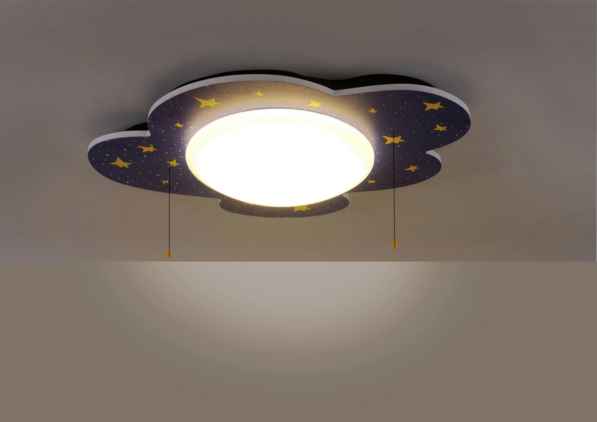 Kinderdeckenleuchte L: 74 Cm Mit Farbwechsler U. Zugschalter - Multicolor, Design, Holz/Kunststoff (74/57/10cm) - Niermann