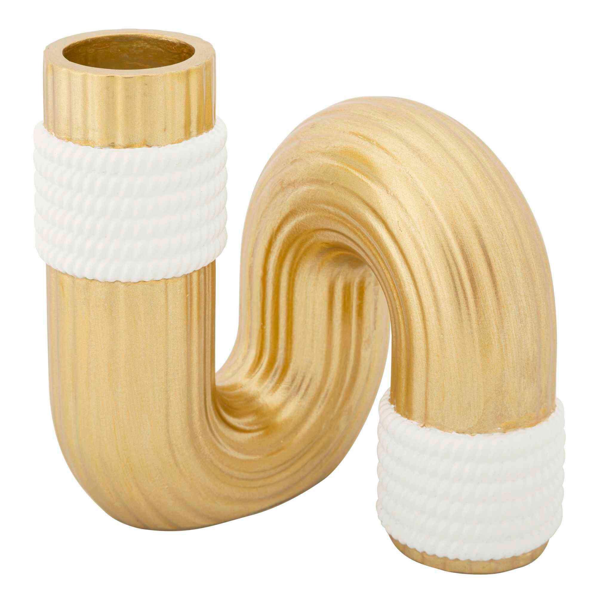 Vase Bann Weiß, Goldfarben B: 10,5 cm - Goldfarben/Weiß, Basics, Kunststoff (10.5/12.7/10.5cm)