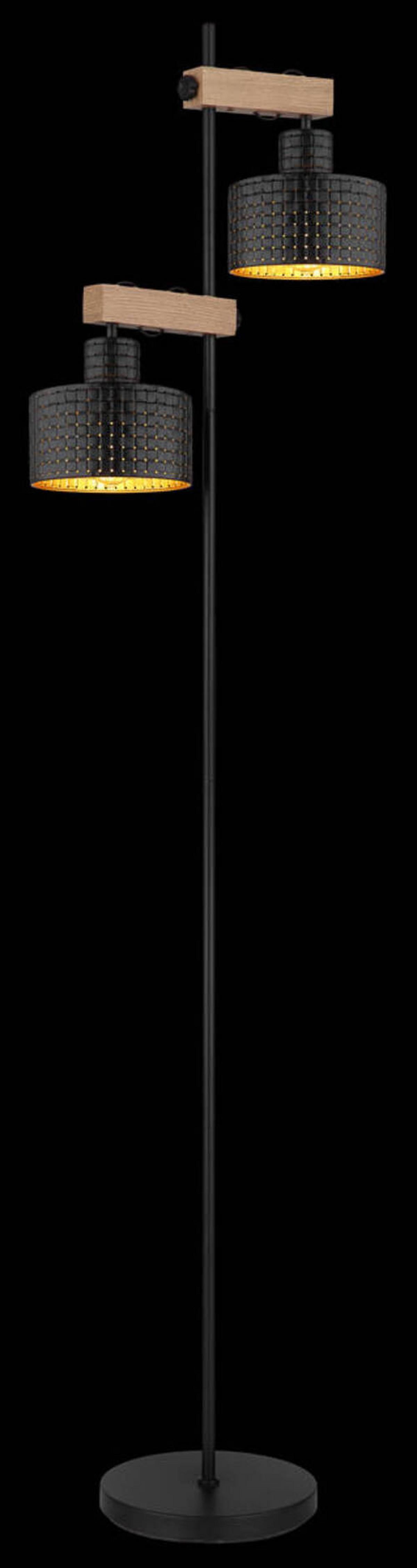 Stehleuchte 15651s - Dunkelbraun/Goldfarben, Design, Holzwerkstoff/Kunststoff (44/25/168cm) - Globo