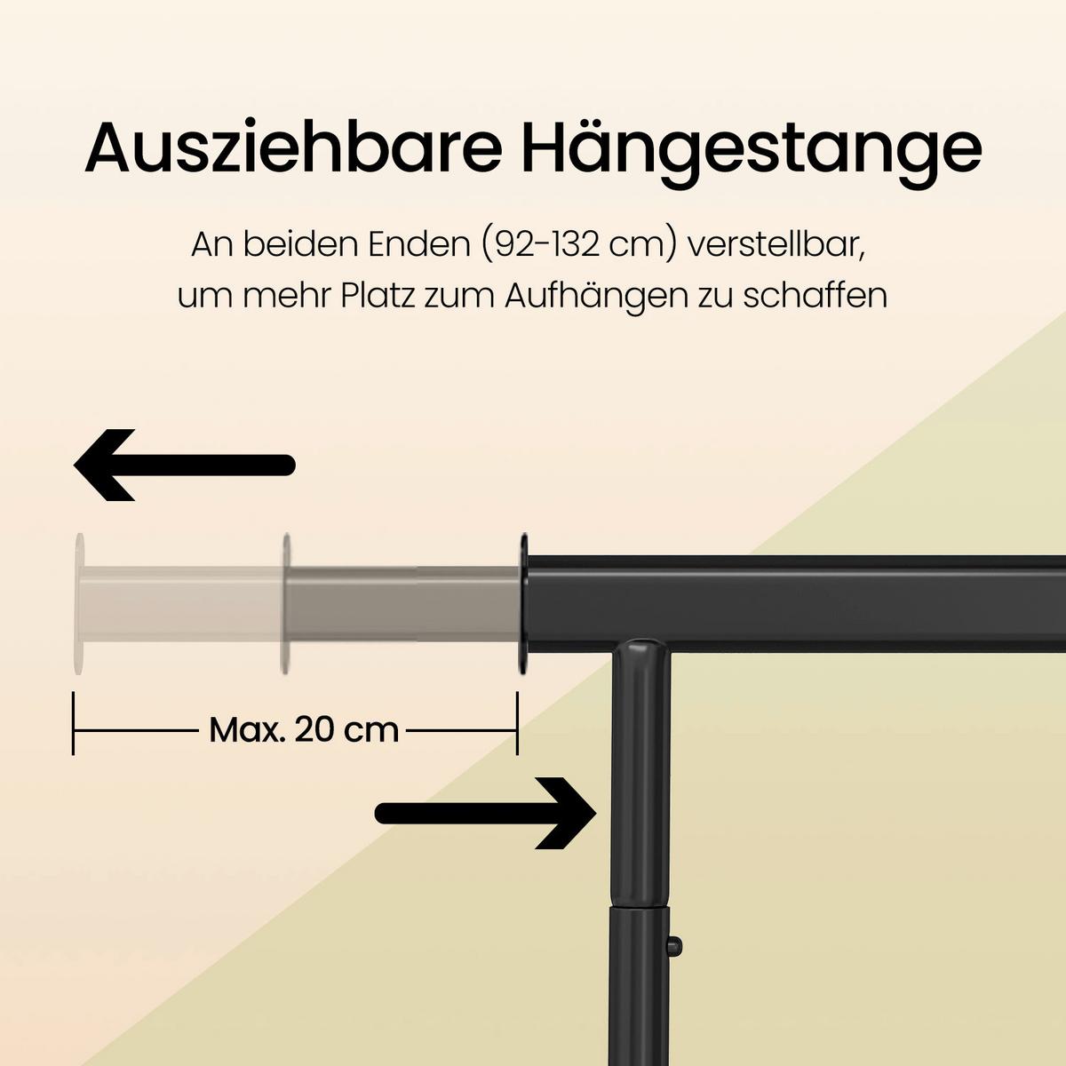 Kleiderwagen Schwarz B: 160 cm - Schwarz, Basics, Metall (160/92-132/45,4cm)