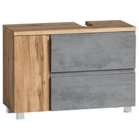 Waschbeckenunterschrank Varese - Eiche Wotan/Hellgrau, MODERN, Holzwerkstoff (85/56/35cm) - Held