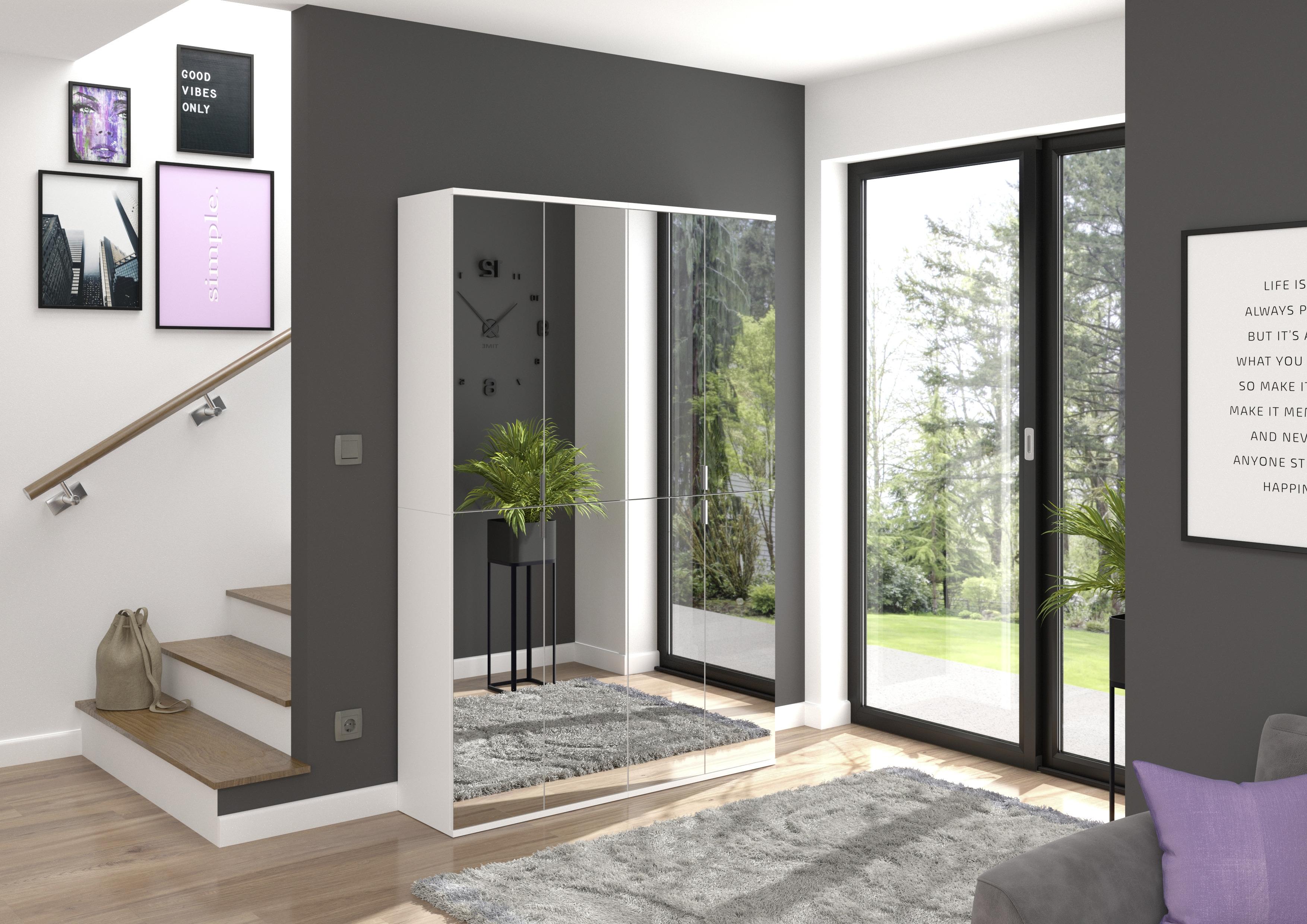 Mehrzweckschrank Projekt X Weiß Dekor BxHxT 65x193x37 cm - Schwarz/Weiß, MODERN, Glas/Holzwerkstoff (65/193/37cm) - MID.YOU