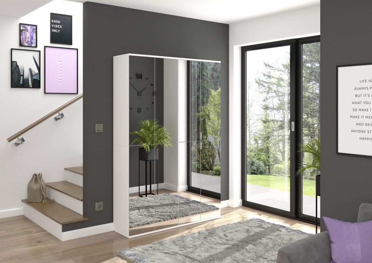 Mehrzweckschrank Projekt X Weiß Dekor Bxhxt 65x193x37 Cm - Schwarz/Weiß, MODERN, Glas/Holzwerkstoff (65/193/37cm) - MID.YOU