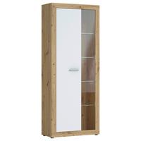 Vitrine Brilon Eiche Artisan, Weiß B: 78 cm - Schwarz/Eiche Artisan, ROMANTIK / LANDHAUS, Glas/Holzwerkstoff (78/192/35cm) - MID.YOU