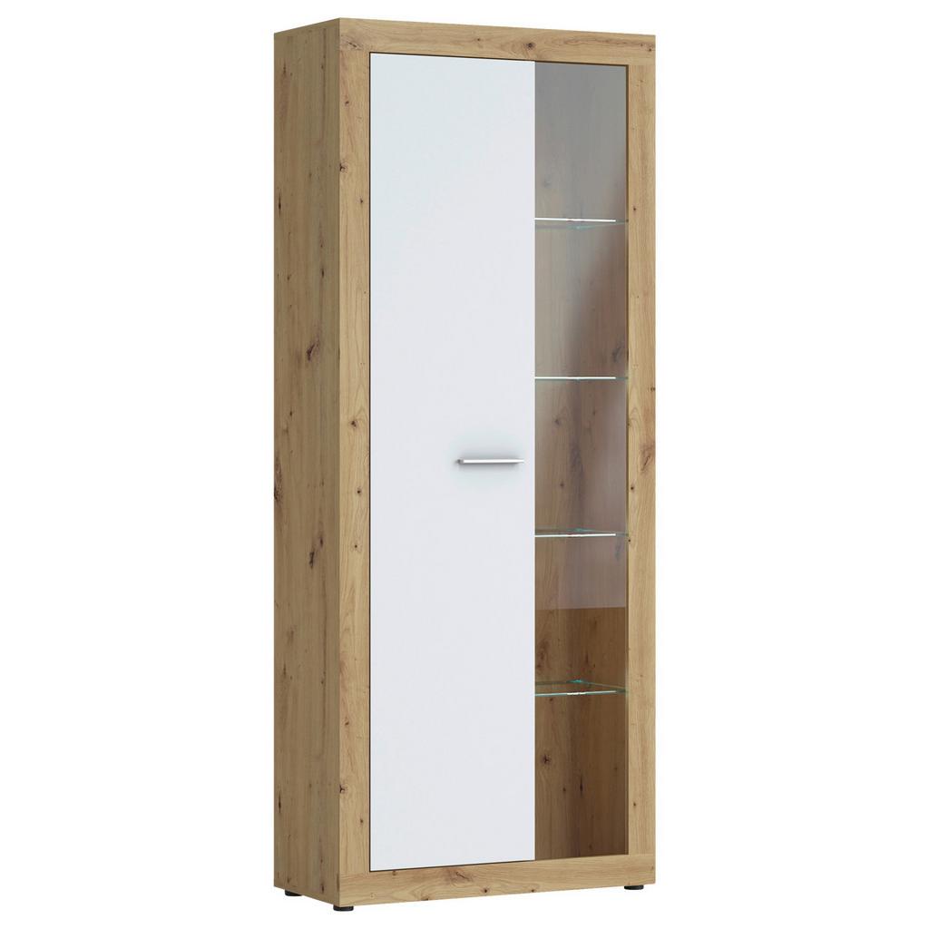 Vitrine Brilon Eiche Artisan, Weiß B: 78 cm