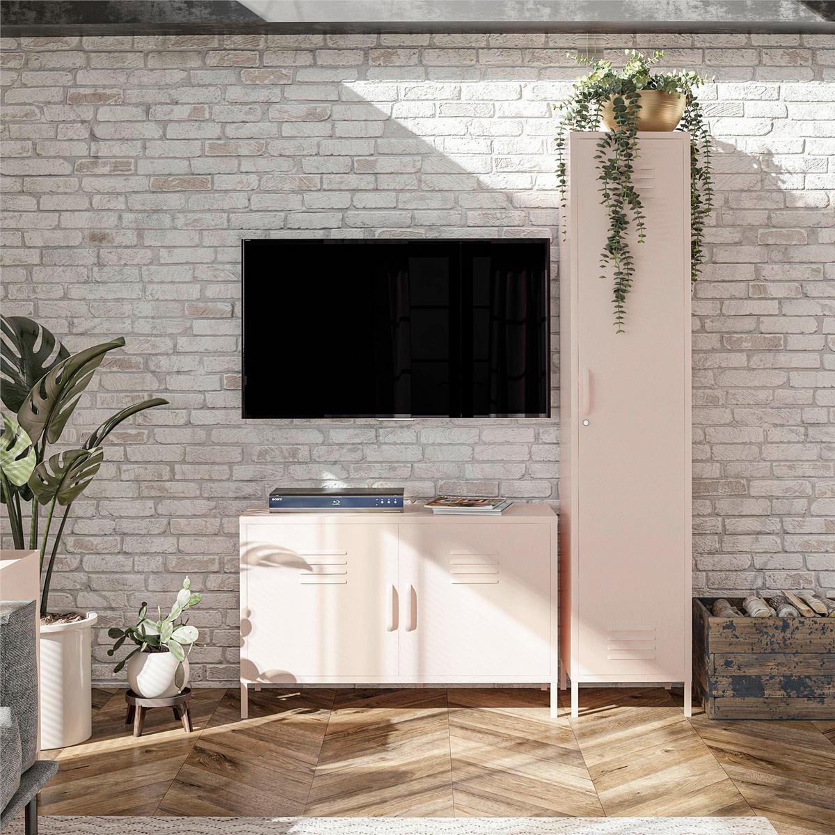 Garderobenschrank Mission District Rosa B: 38 cm - Rosa, Design, Metall (38/185/40cm) - MID.YOU