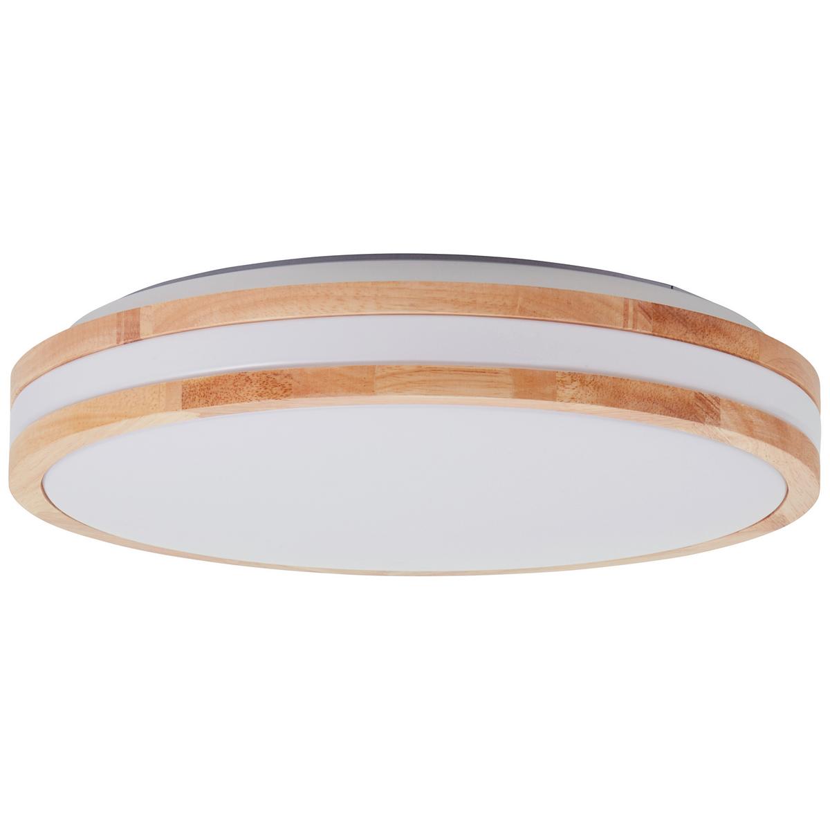 LED-Deckenleuchte Laskos Ø 38 cm aus Holz - Braun/Weiß, Natur, Holz/Kunststoff (38/9cm) - Brilliant