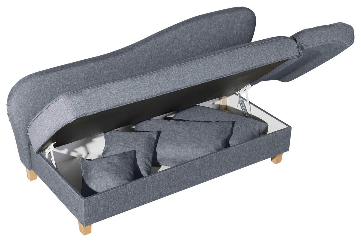 Recamiere Selma Blau Rechts mit Bettkasten+schlaffunktion - Blau/Buchefarben, Design, Textil (190/88/82cm) - Max Winzer