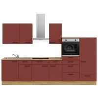 Küchenleerblock Easytouch Low-Line, L8 Rechts - Eichefarben/Rot, MODERN, Holzwerkstoff (330cm) - Nobilia