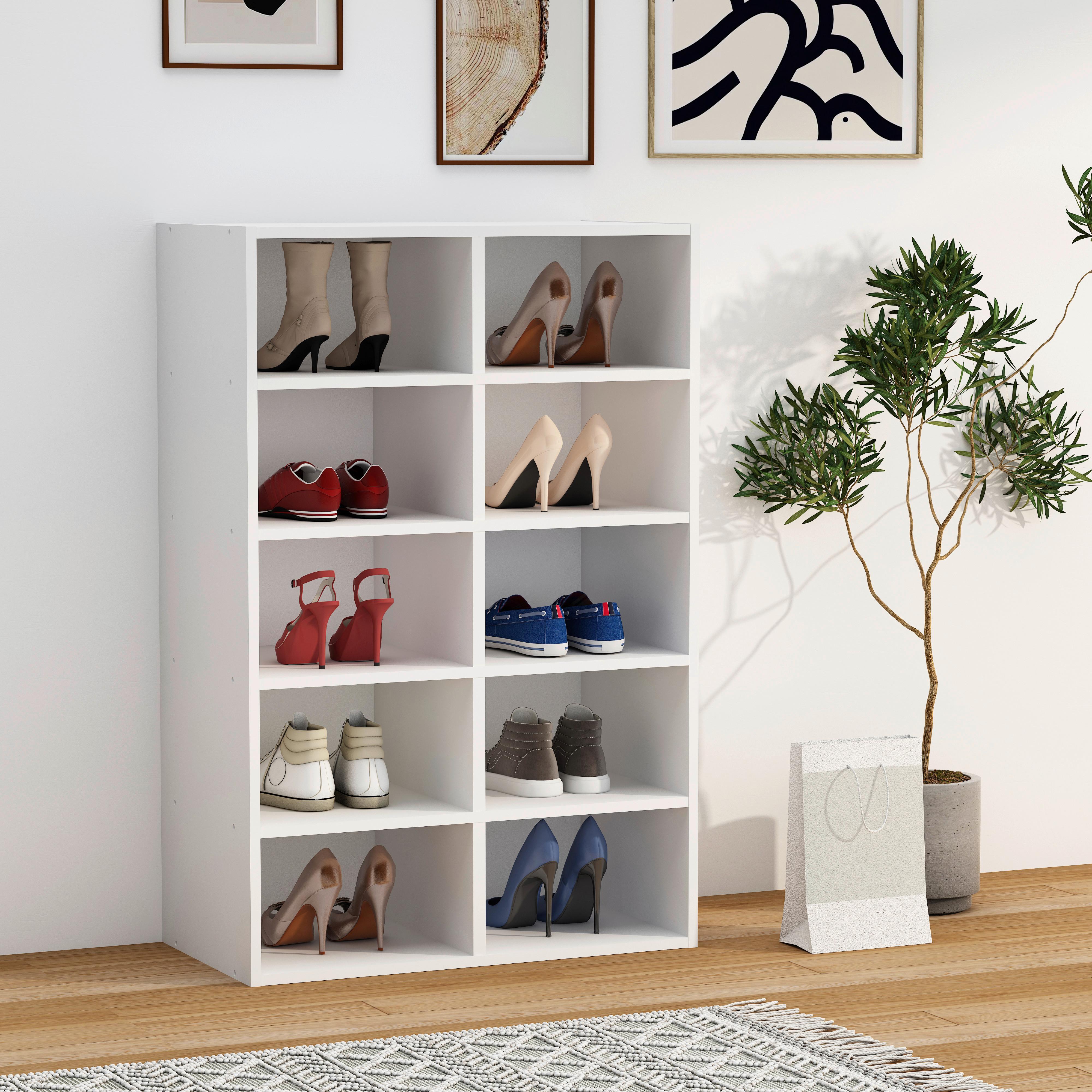 Schuhregal Hinsol Weiß, 55 cm - Weiß, Design, Holzwerkstoff (55/84/30cm) - MID.YOU