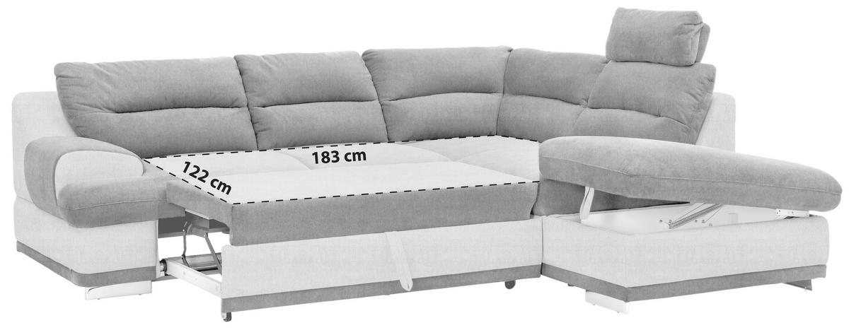 Ecksofa mit Schlaffunktion & Bettkasten Seaside Braun - Chromfarben/Braun, KONVENTIONELL, Textil (264/217cm) - MID.YOU