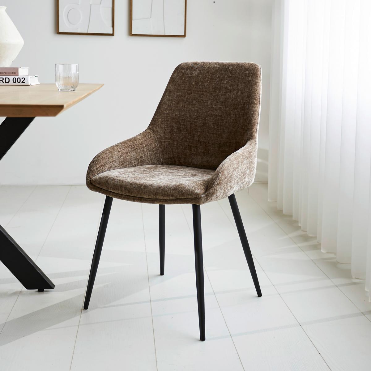 Stuhl-Set Cannes Braun/Taupe B: 52 cm - Taupe/Schwarz, MODERN, Textil/Metall (52/86/44cm) - MID.YOU