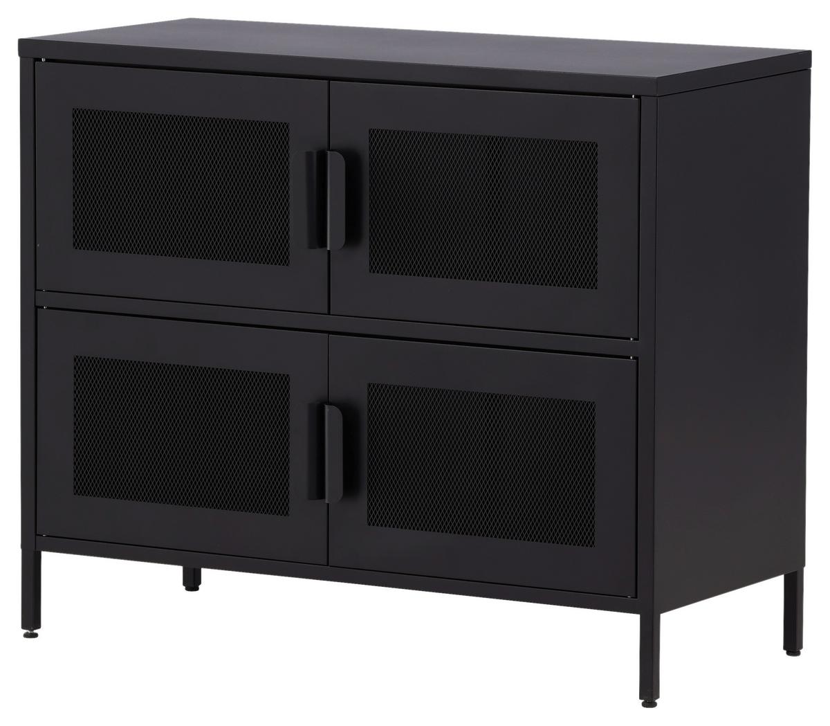 Sideboard Nett - Schwarz, Design, Metall (90/75/40cm) - Livetastic