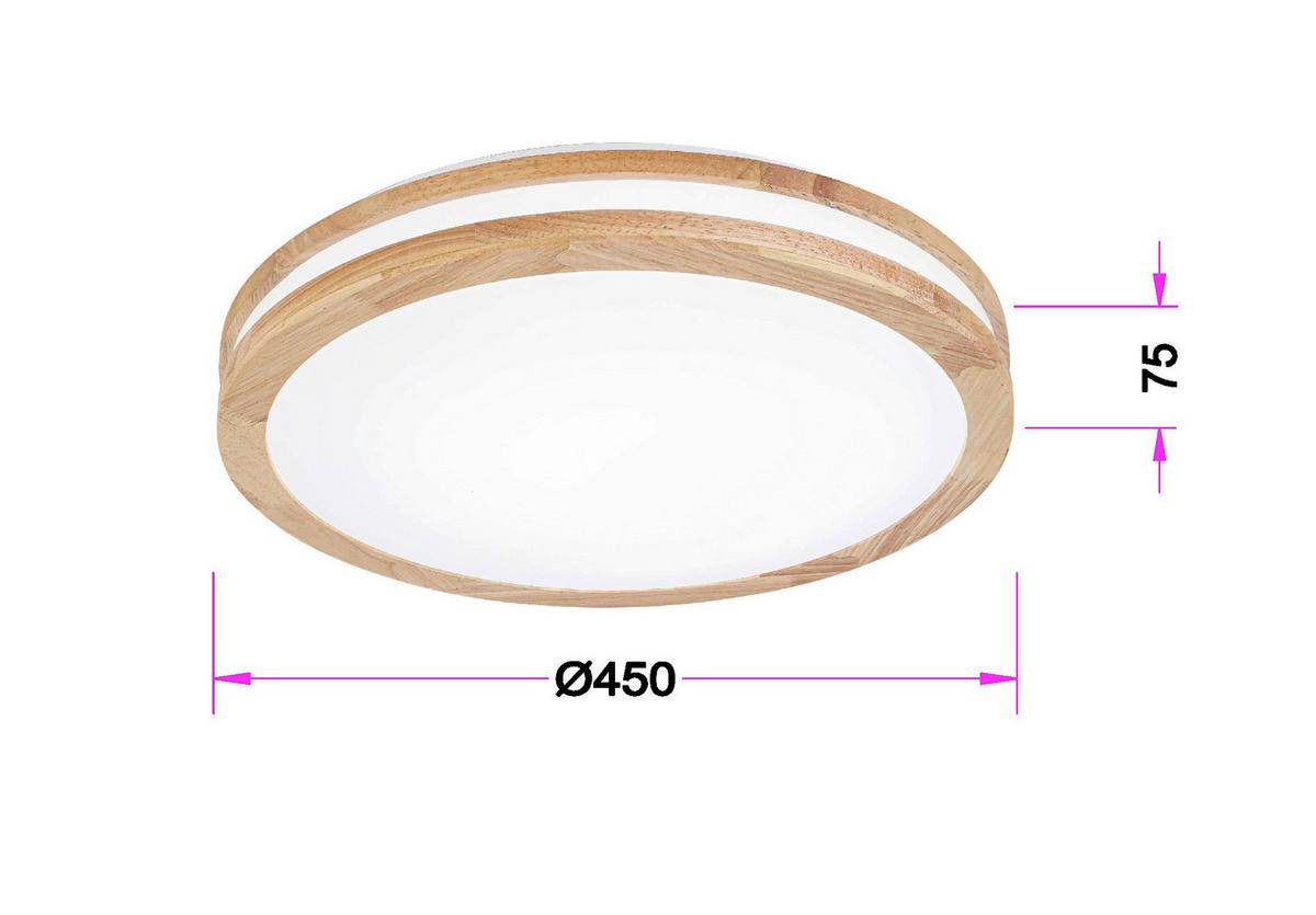 LED-Deckenleuchte Belinda - Eichefarben/Weiß, MODERN, Holz/Kunststoff (45/7,5cm) - Luca Bessoni