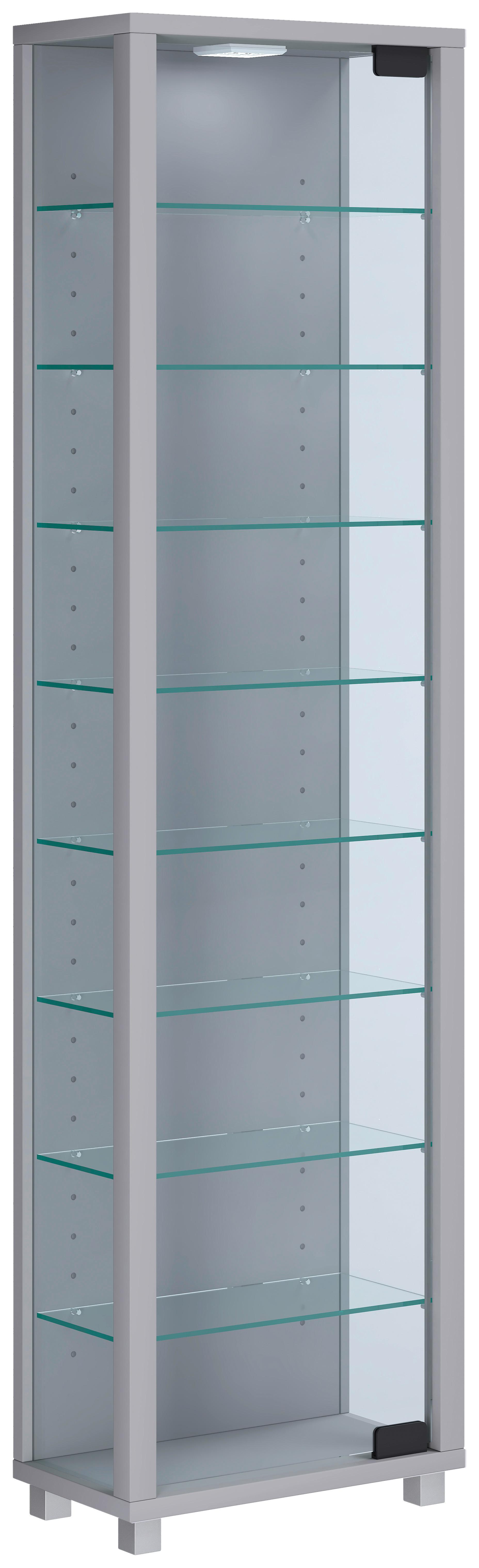 Vitrine Edana Silberfarben B: 33 cm - Transparent/Silberfarben, Design, Glas/Holzwerkstoff (33/113/18cm) - MID.YOU