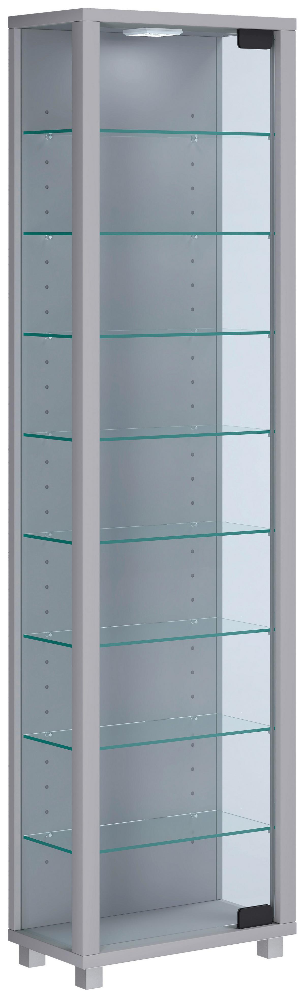 Vitrine Edana Silberfarben B: 33 cm - Transparent/Silberfarben, Design, Glas/Holzwerkstoff (33/113/18cm) - MID.YOU
