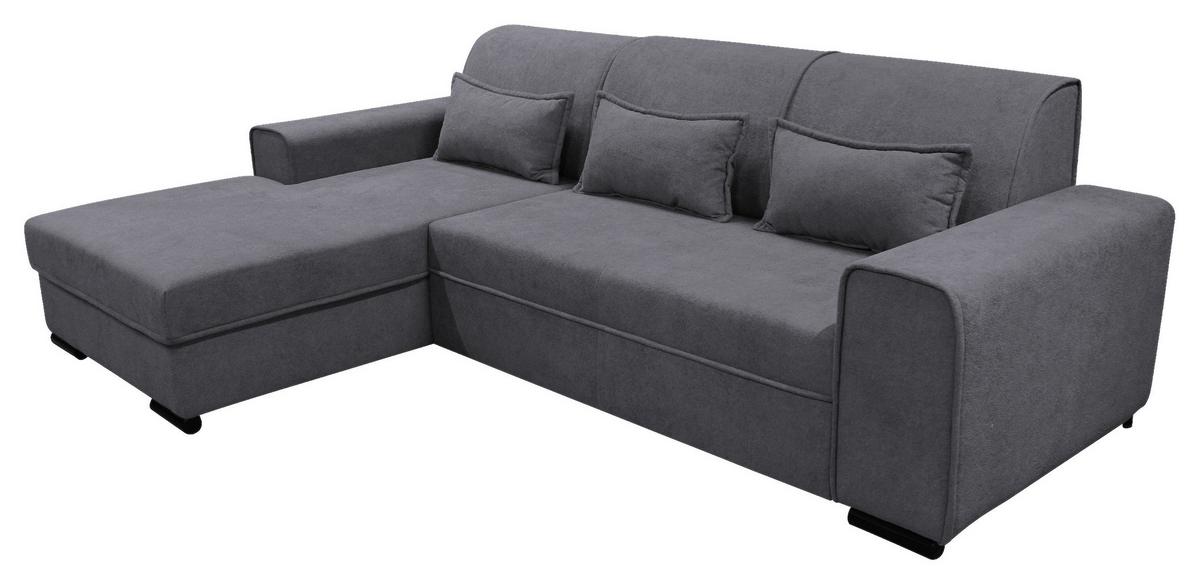 Ecksofa Classic Dunkelgrau 175x270 cm - Dunkelgrau/Schwarz, Design, Textil (175/270cm) - MID.YOU