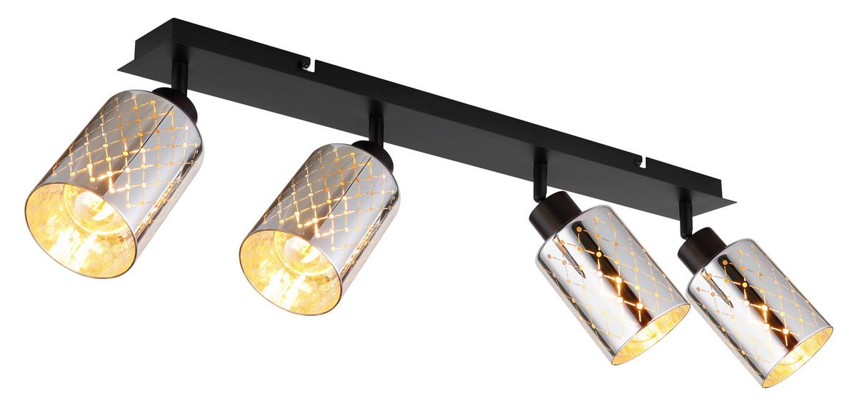 STRAHLER Exkl.4xE27 40W - Klar/Chromfarben, Basics, Glas/Metall (86/9/22cm) - Globo