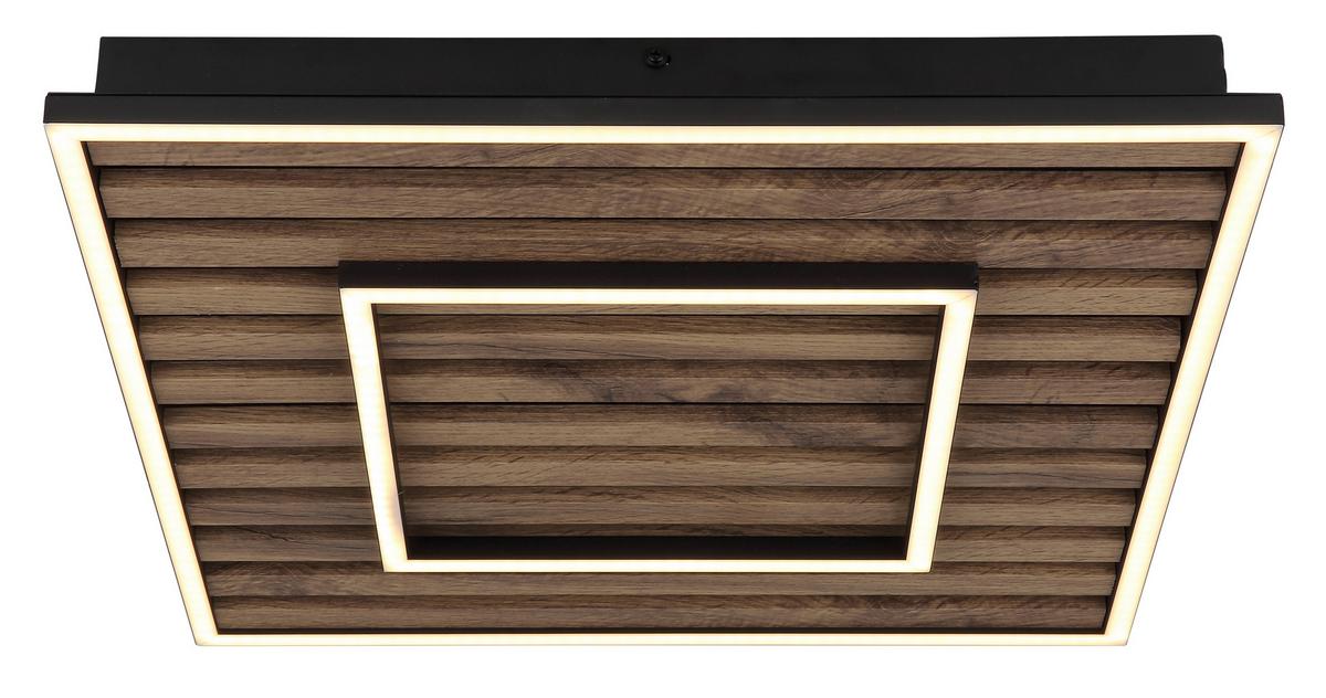 Led-deckenleuchte 67345d1 Woody - Dunkelbraun/Schwarz, Natur, Holzwerkstoff/Kunststoff (45/45/6cm) - Globo