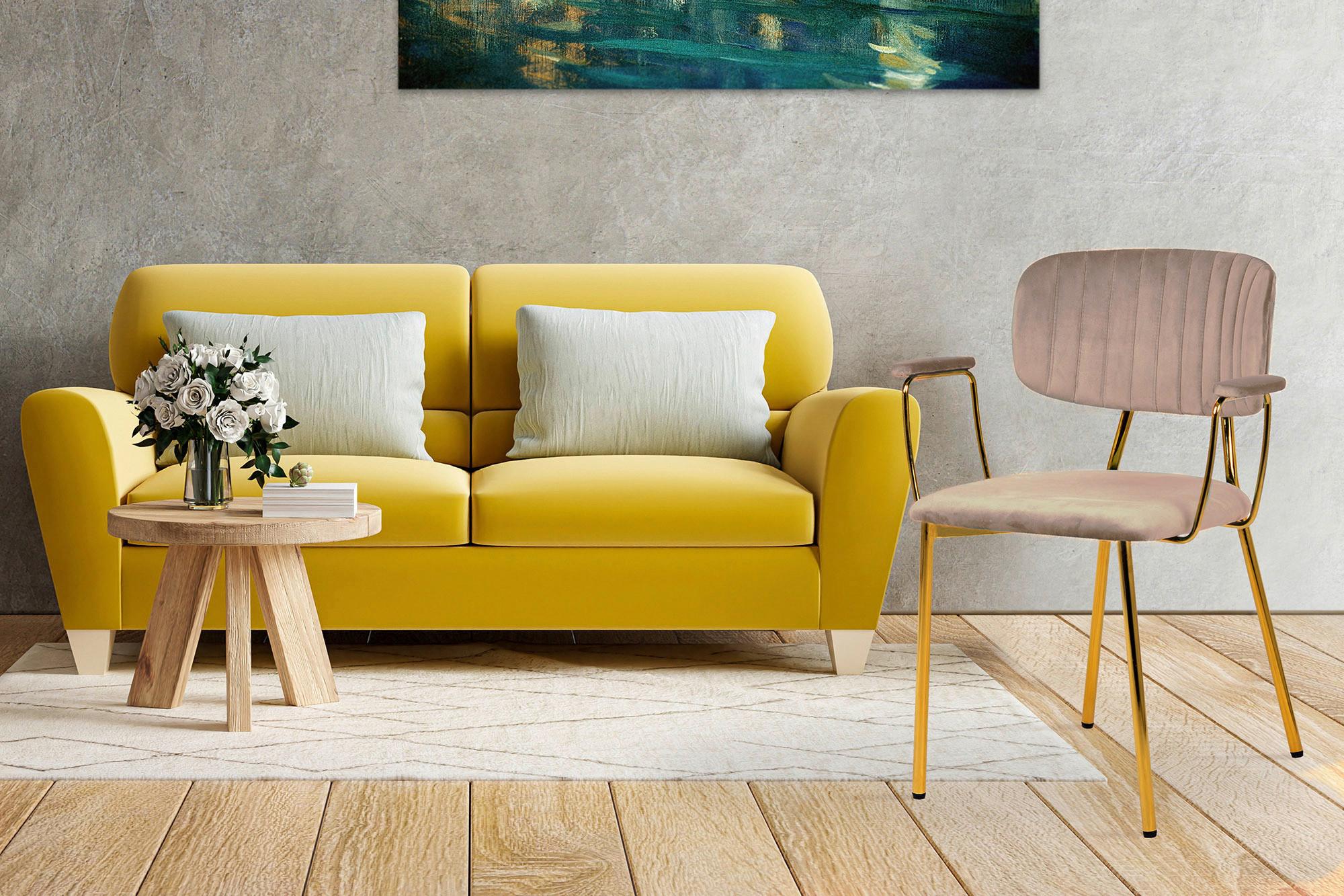 SADA ŽIDLÍ GISELLE 225 - barvy zlata/šedohnědá, Design, kov/plast (63/80/51cm) - Kayoom