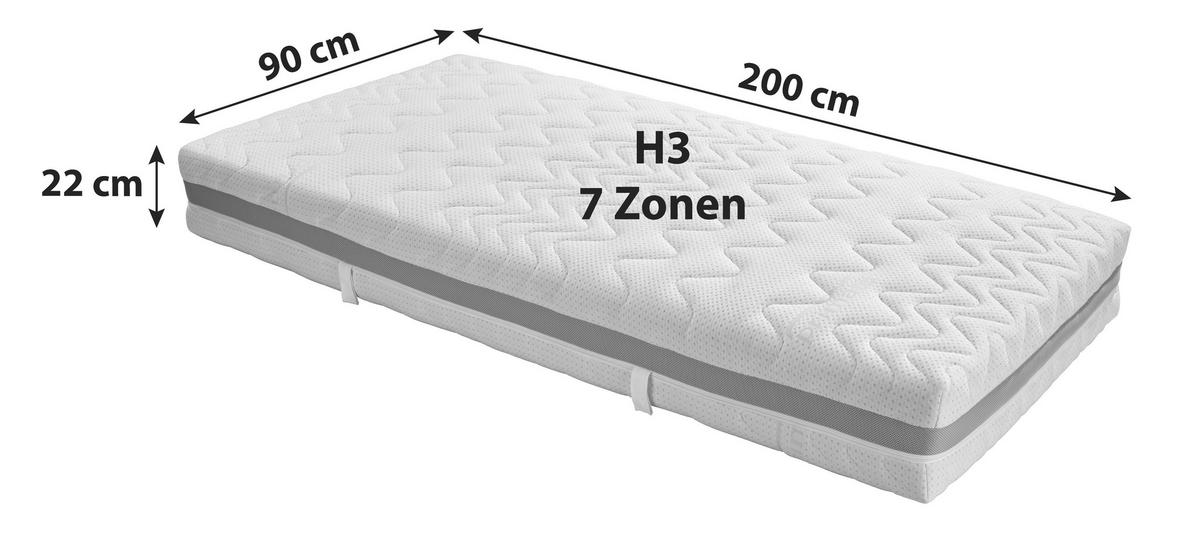 Taschenfederkernmatratze Dream 90x200cm Fest - Weiß, KONVENTIONELL, Textil (90/200cm) - Livetastic