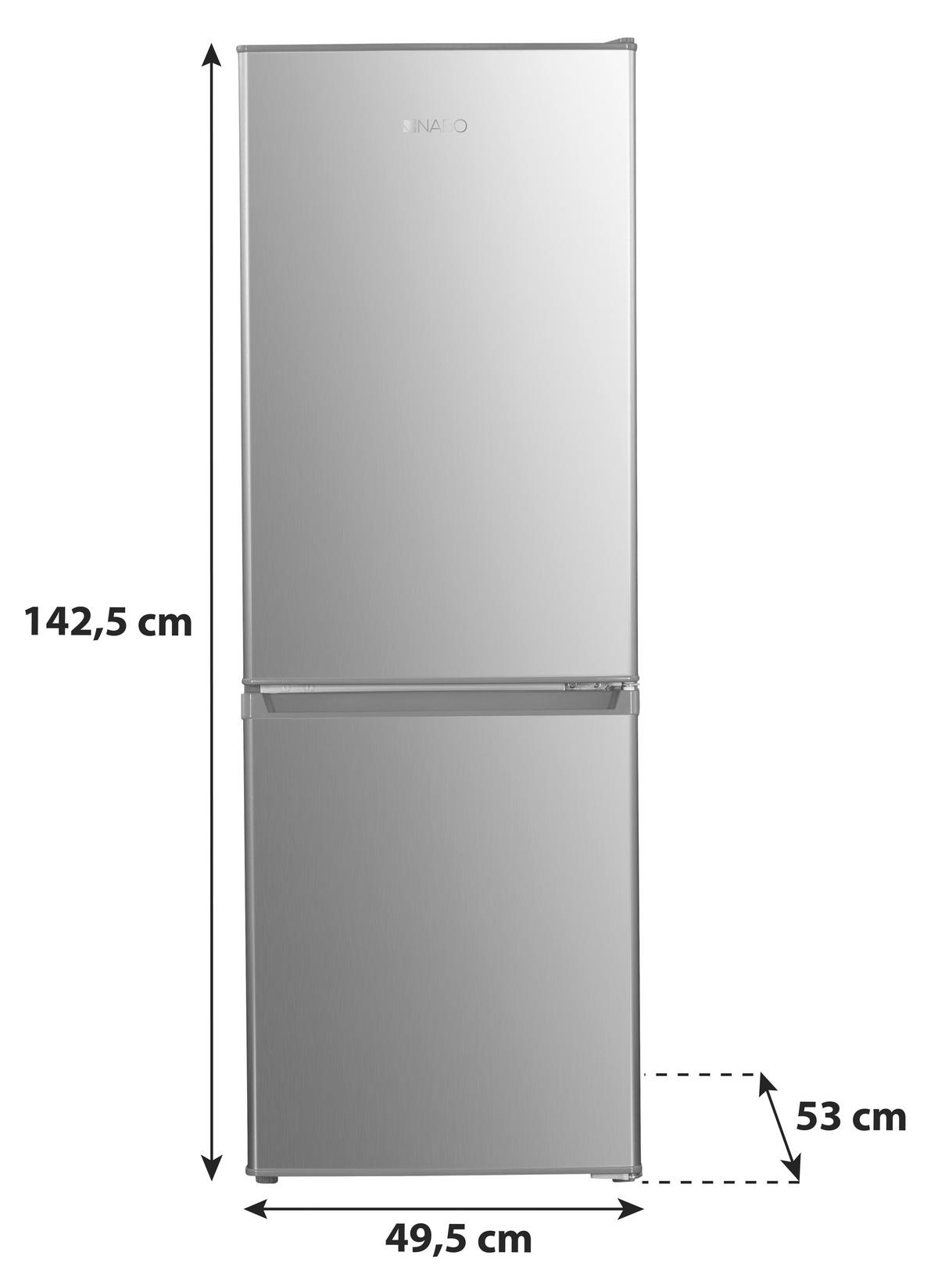 Kühl-Gefrierkombination Kgk 1525 Edelstahlfarben - Edelstahlfarben, Basics, Glas/Kunststoff (49,5/142,5/53cm) - Nabo