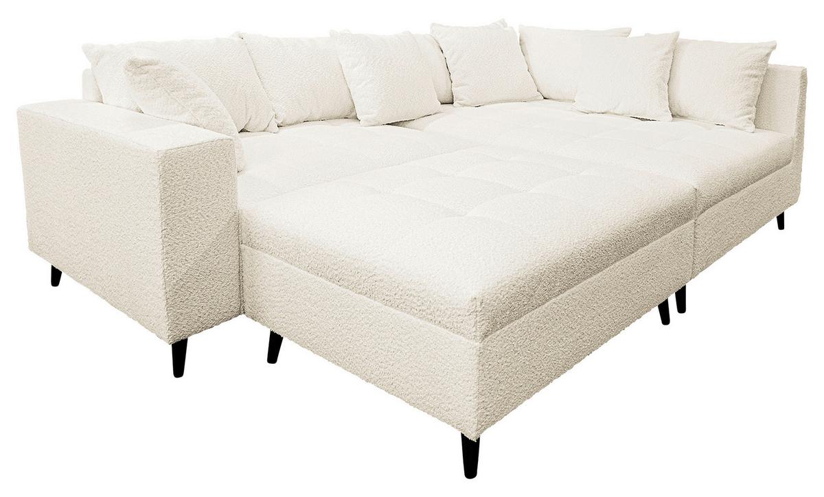 Ecksofa Pruno, Weiß S: 247x174 Cm - Schwarz/Weiß, Design, Textil (247/174cm) - MID.YOU