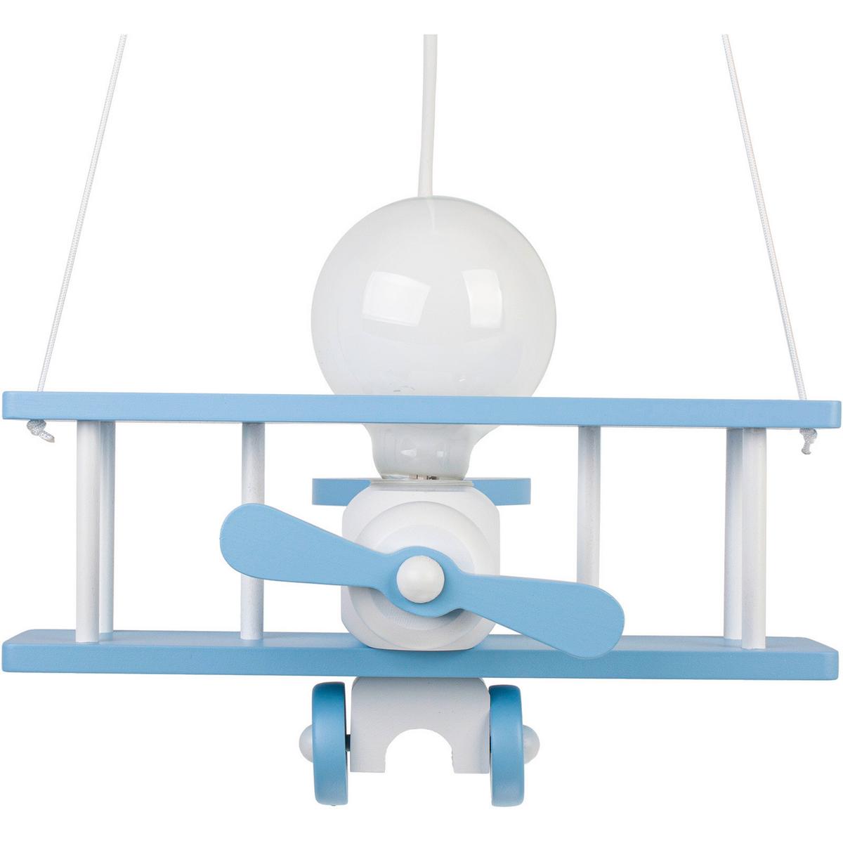 Kinderhängeleuchte Flugzeug H: 75 cm 1-Flammig - Blau/Weiß, KONVENTIONELL, Holz (29/31/75cm)