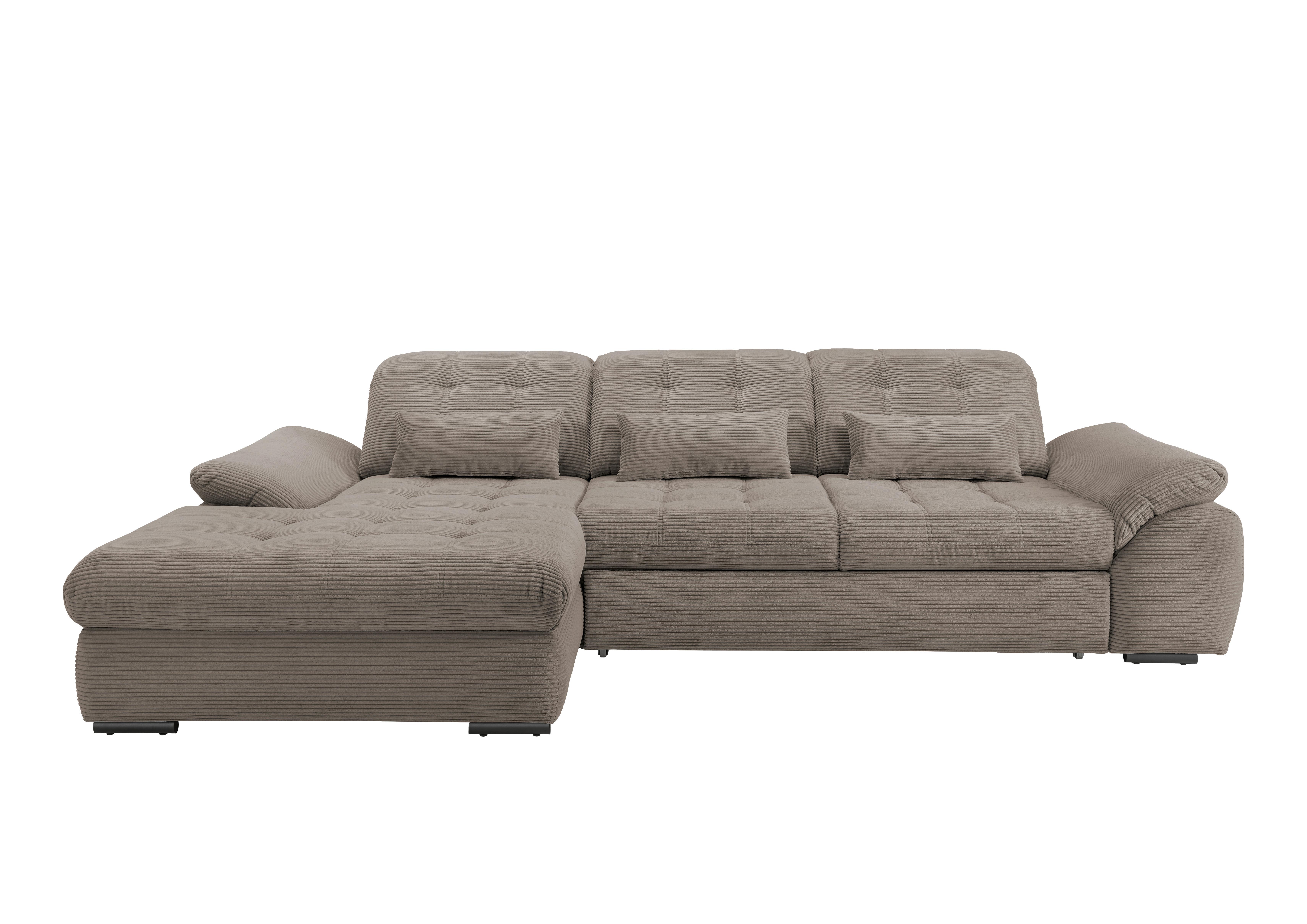 Ecksofa mit Bettkasten Rigatti Graubraun S: 184x314cm - Graubraun/Schwarz, MODERN, Textil (184/314cm) - Livetastic