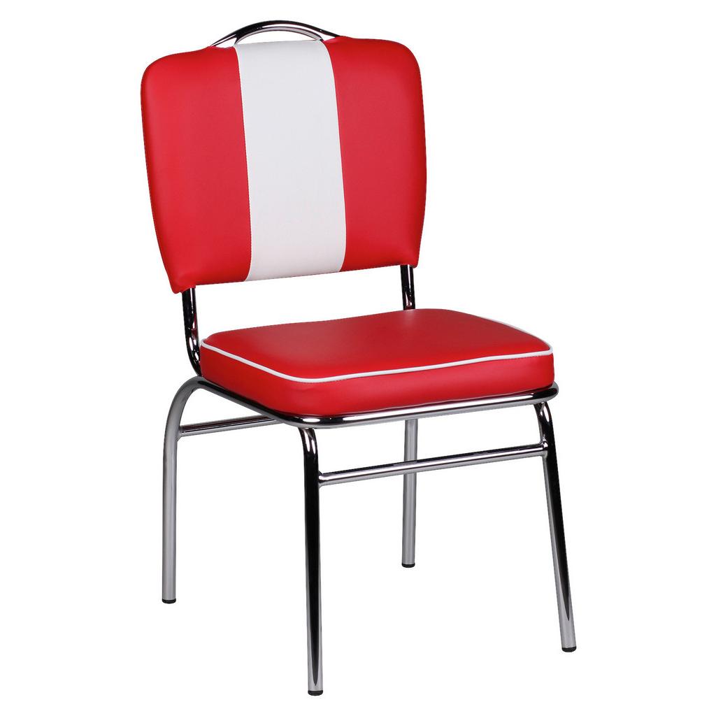 Stuhl Elivis rot/Weiß gepolstert