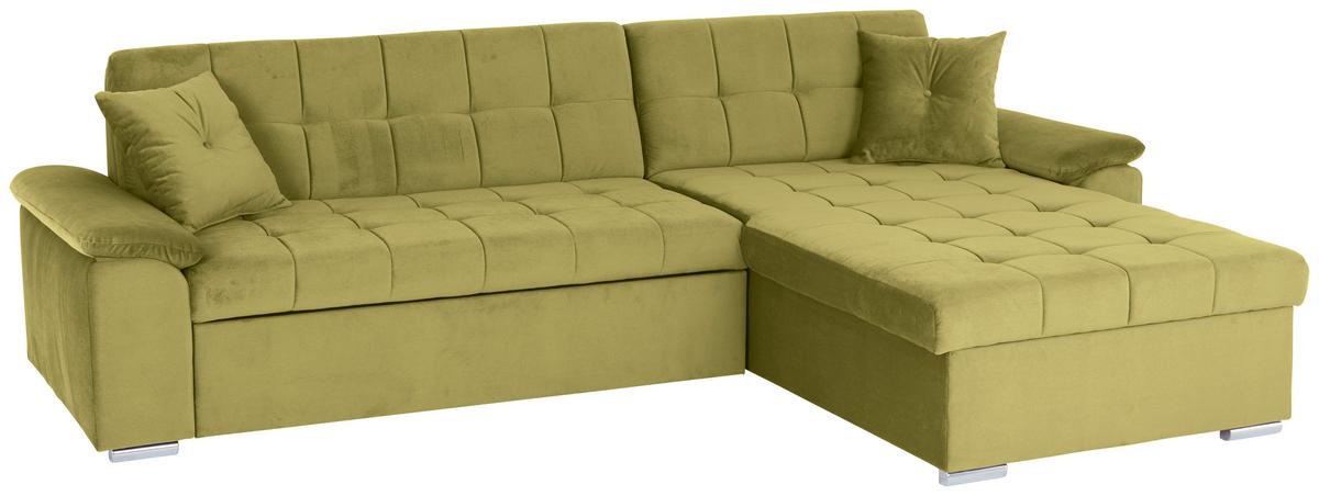 Ecksofa mit Schlaffunktion Keaton + Bettkasten, Senfgelb - Gelb, Basics, Textil (263/169cm) - Livetastic