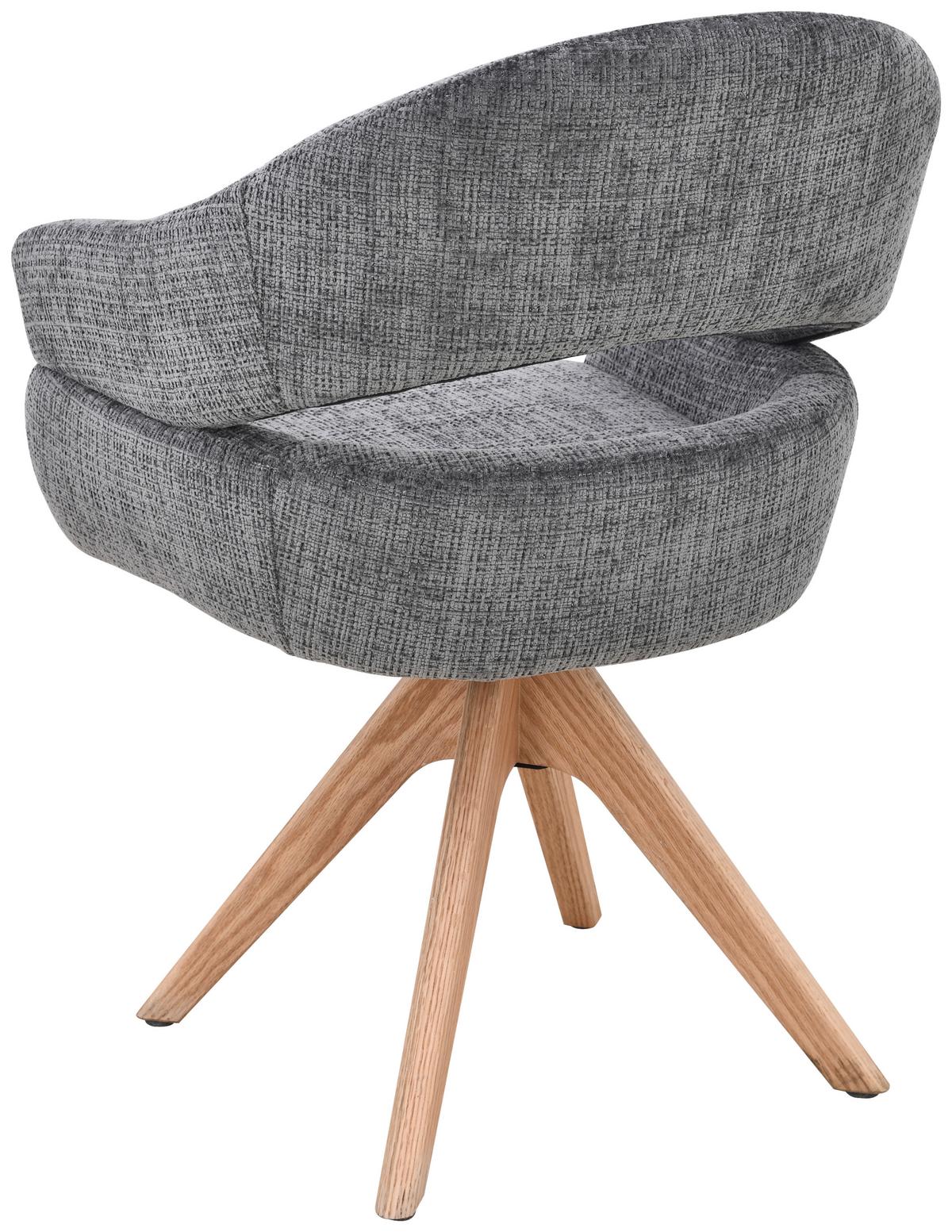 Armlehnstuhl Cleo Grau/Eichefarben B: 58 cm - Eichefarben/Grau, MODERN, Holz/Textil (58/85/62cm) - Livetastic