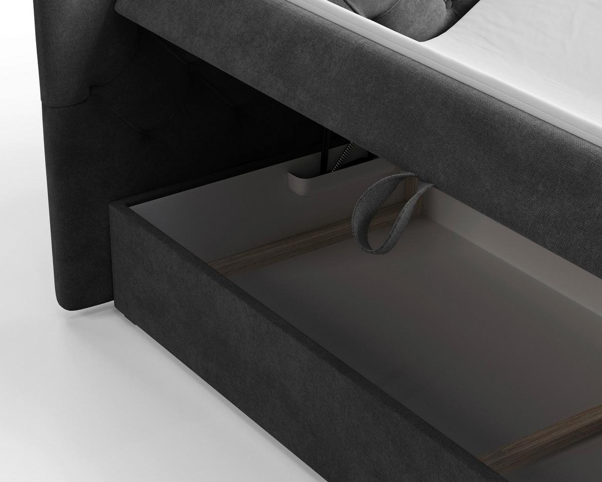 BOXBETT Karo Anthrazit 160x200cm - Anthrazit/Schwarz, MODERN, Holz/Kunststoff (160/200cm) - MID.YOU