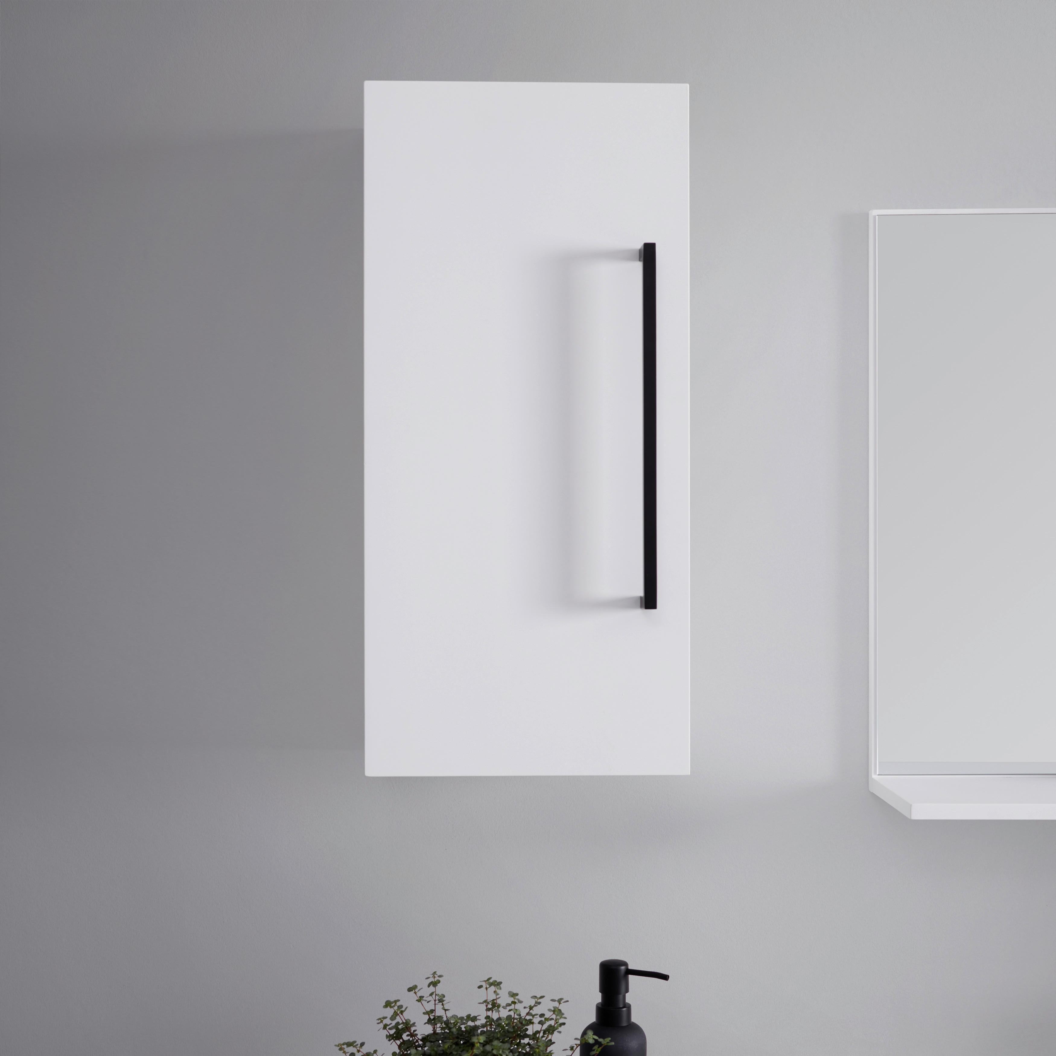 Závesná skrinka MARIANNE biela - čierna/biela, Modern, kov/kompozitné drevo (30/64/20cm) - Bessagi Home