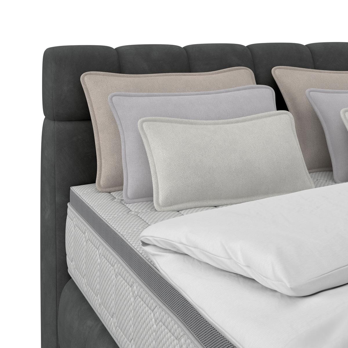 Boxspringbett Nobu Anthrazit, Lf: 140x200 cm - Anthrazit/Schwarz, Trend, Holz/Textil (140/200cm)