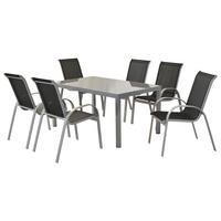 Gartenmöbel Set 7-tlg. Amalfi Aus Metall/textil - Silberfarben/Schwarz, MODERN, Textil/Metall - Gardenson