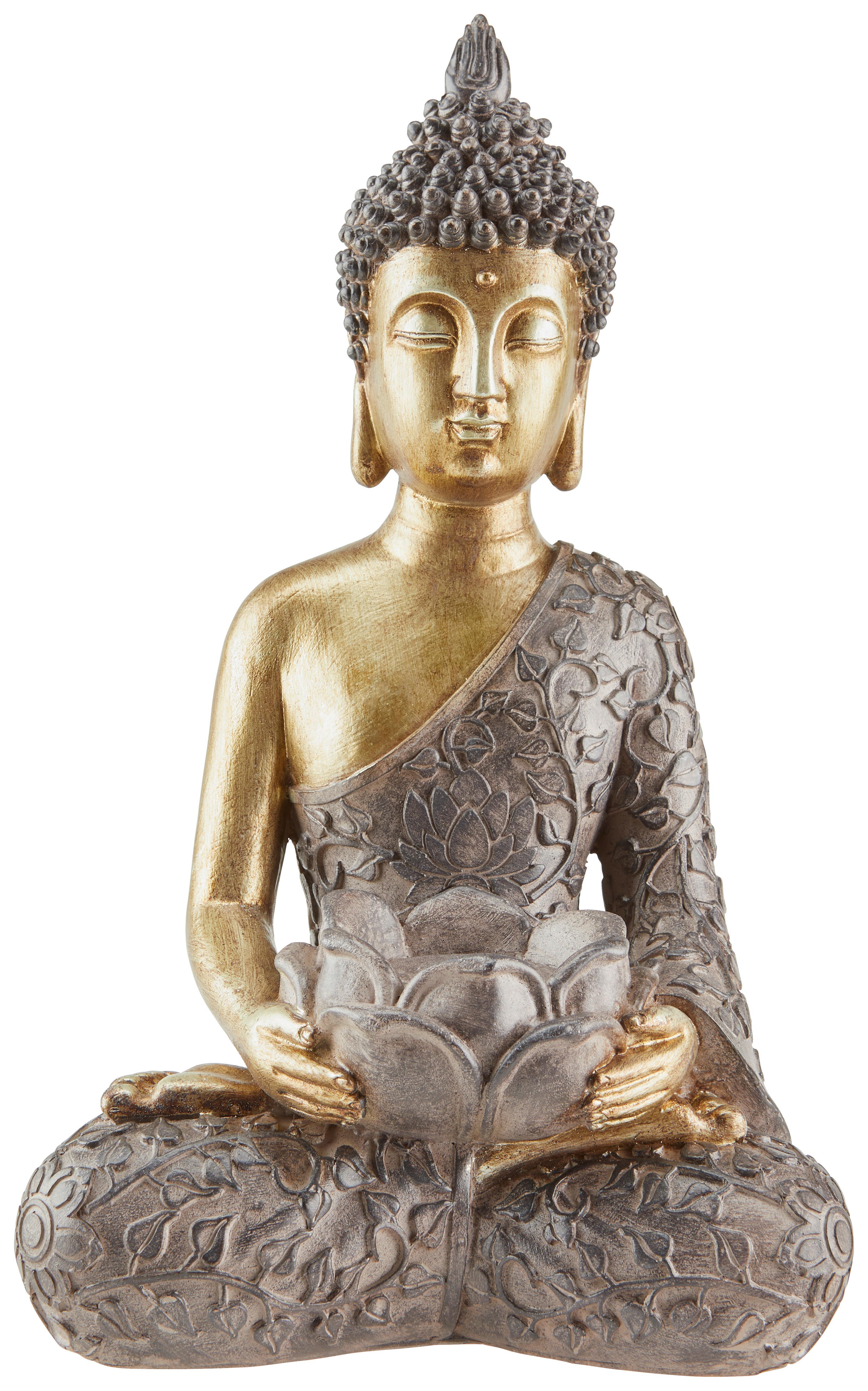 Dekofigur Buddha H: 31 cm Kunststoff für In- und Outdoor - Goldfarben/Braun, LIFESTYLE, Kunststoff (18,5/13,5/31cm) - Luca Bessoni