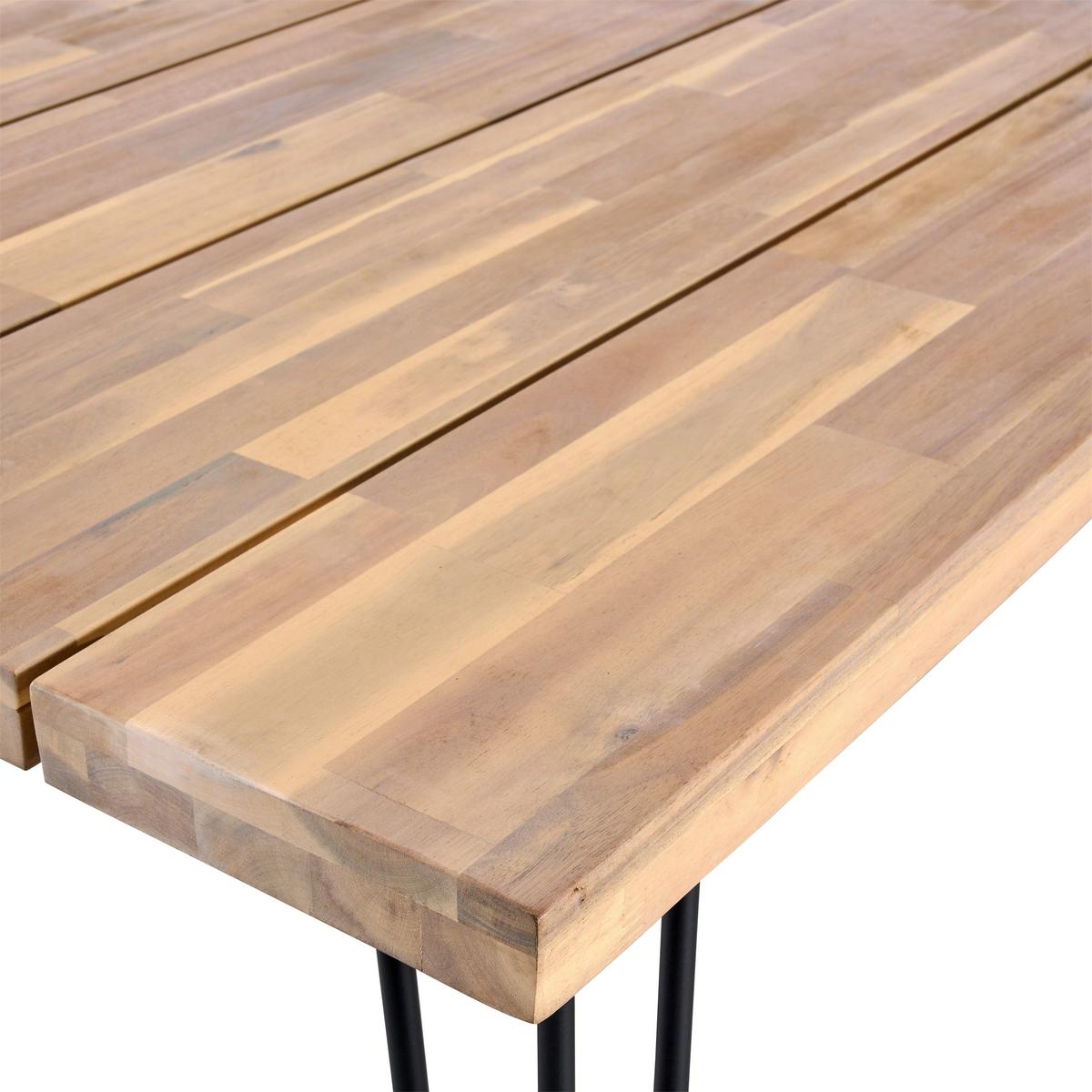 Gartentisch Bergen Aus Akazienholz L: 180 Cm - Schwarz/Akaziefarben, MODERN, Holz/Metall (180/75/100cm) - Beldano